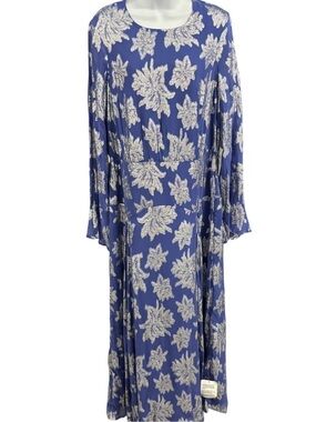 ASOS Blue Maxi Dress with Metallic Silver Floral Print